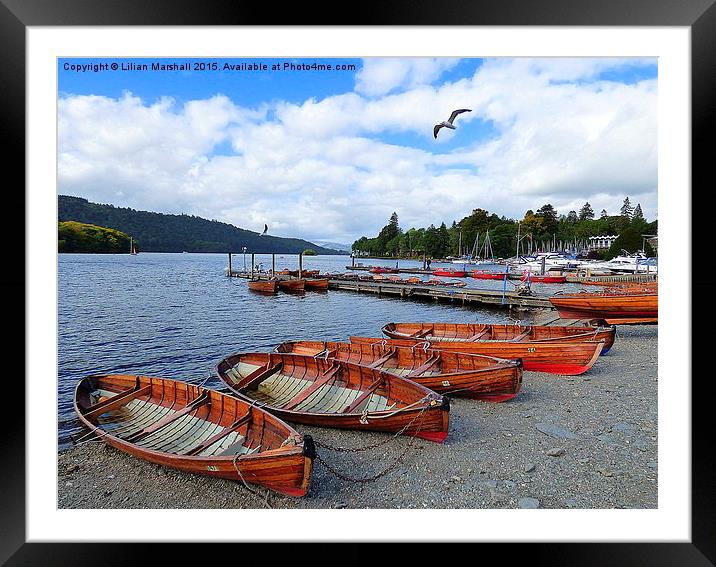  Boats at Bowness.  Framed Mounted Print by Lilian Marshall