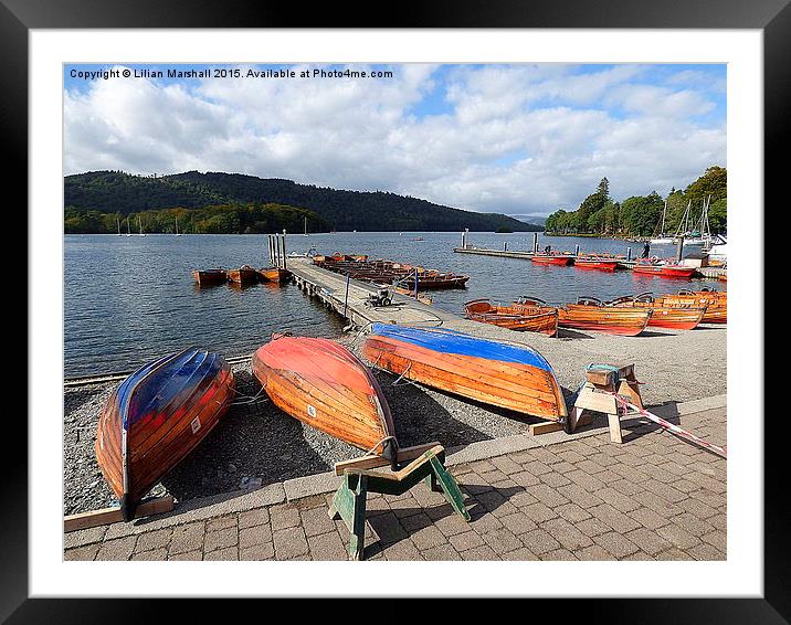  Rowing boats at Bowness, Framed Mounted Print by Lilian Marshall