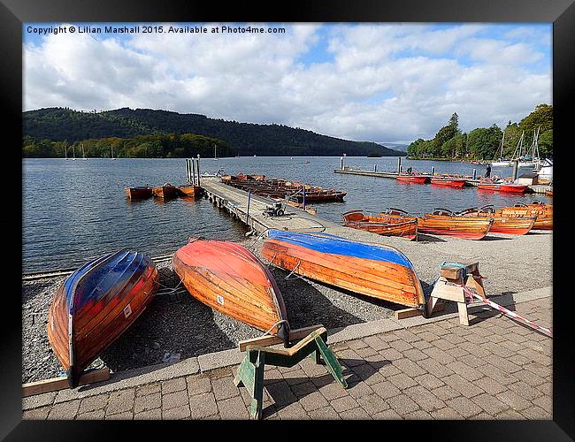  Rowing boats at Bowness, Framed Print by Lilian Marshall