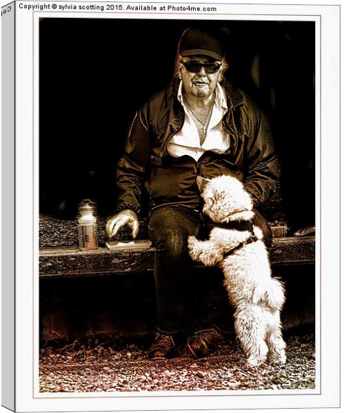  One man and his dog Canvas Print by sylvia scotting