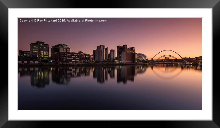Sunset on the River Tyne Framed Mounted Print by Ray Pritchard