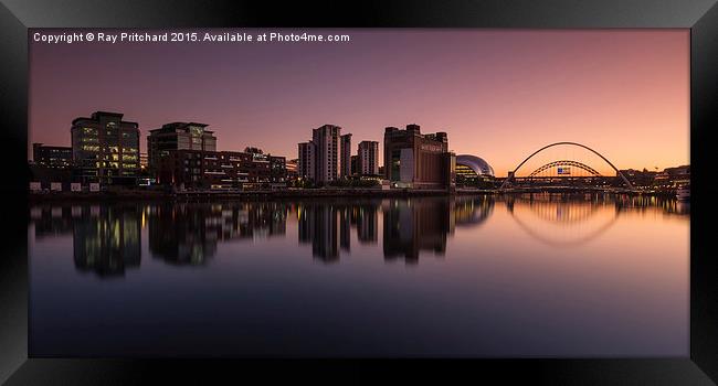 Sunset on the River Tyne Framed Print by Ray Pritchard
