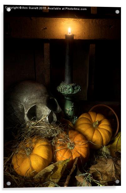 Skull and Pumpkins Acrylic by Ann Garrett
