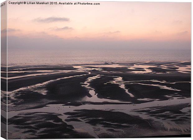 Sunset on Bispham Beach,  Canvas Print by Lilian Marshall