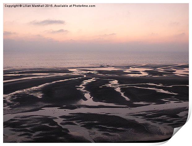 Sunset on Bispham Beach,  Print by Lilian Marshall