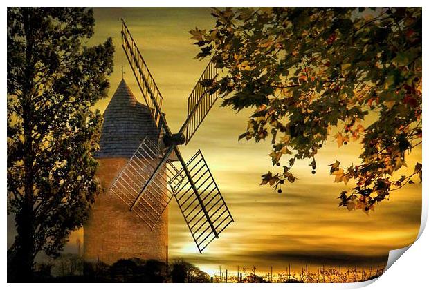  The Windmill at sunset Print by Irene Burdell
