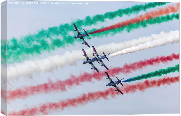 Section of the Frecce Tricolori pass at RIAT2014 Canvas Print by Jason Wells