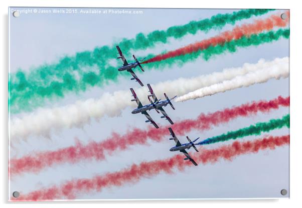  Section of the Frecce Tricolori pass at RIAT2014 Acrylic by Jason Wells