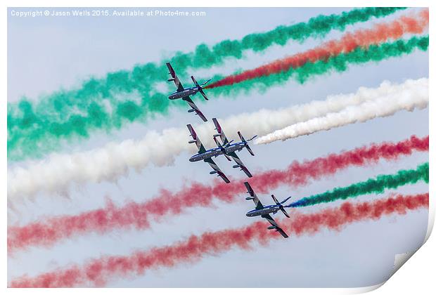  Section of the Frecce Tricolori pass at RIAT2014 Print by Jason Wells