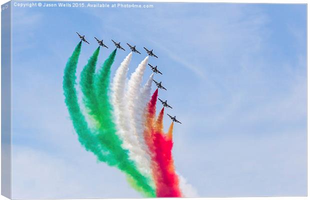 Patriotic smoke from the Frecce Tricolori team Canvas Print by Jason Wells