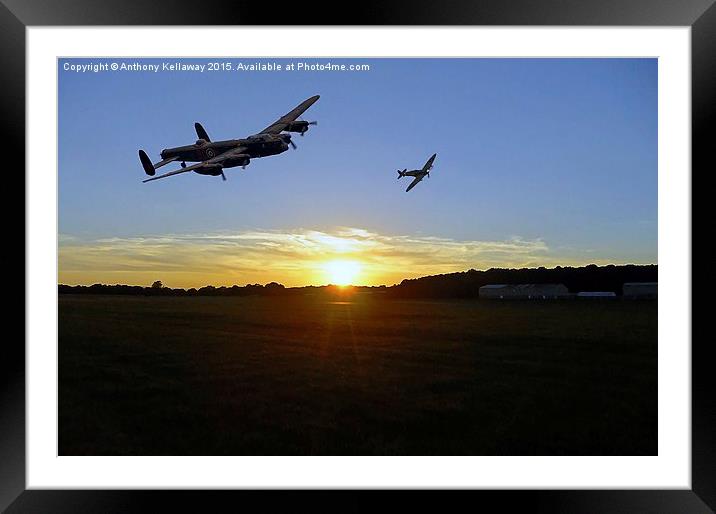  LANCASTER AND SPITFIRE ESCORT Framed Mounted Print by Anthony Kellaway