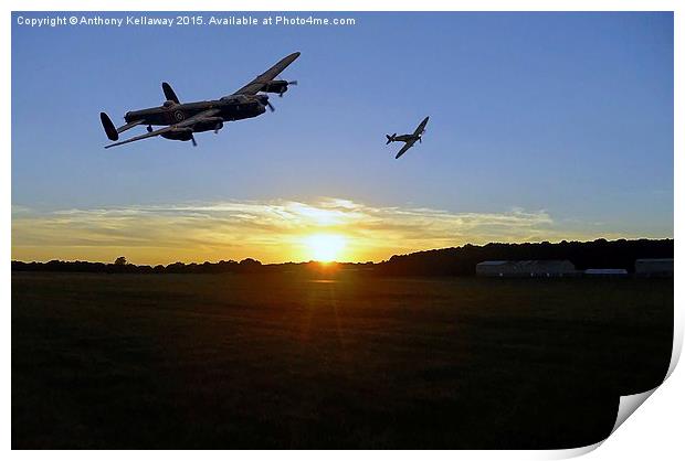  LANCASTER AND SPITFIRE ESCORT Print by Anthony Kellaway