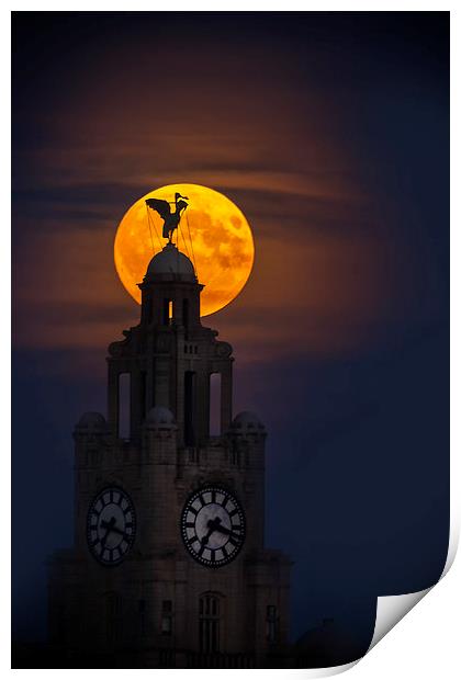   Liverpool super moon through the haze Print by Rob Lester