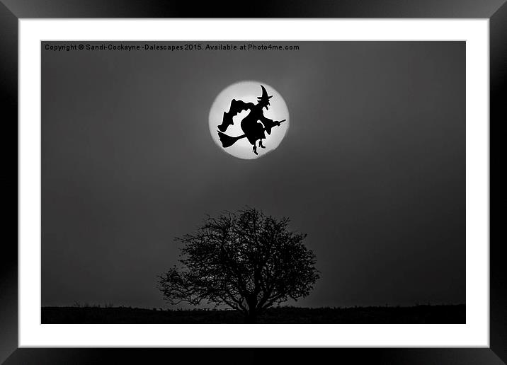  Cackling Witch In The Moon Framed Mounted Print by Sandi-Cockayne ADPS