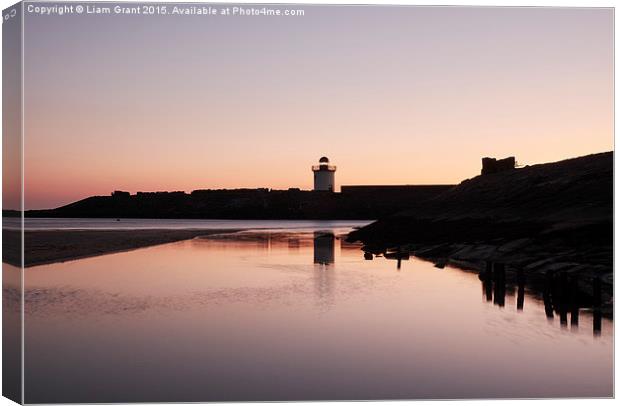 Burry Port lighthouse at twilight. Wales, UK. Canvas Print by Liam Grant