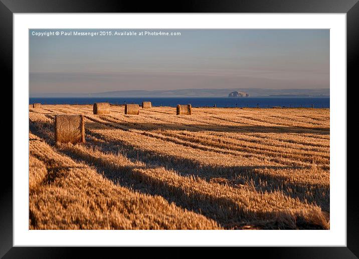  Hay Bails with Bass Rock Framed Mounted Print by Paul Messenger