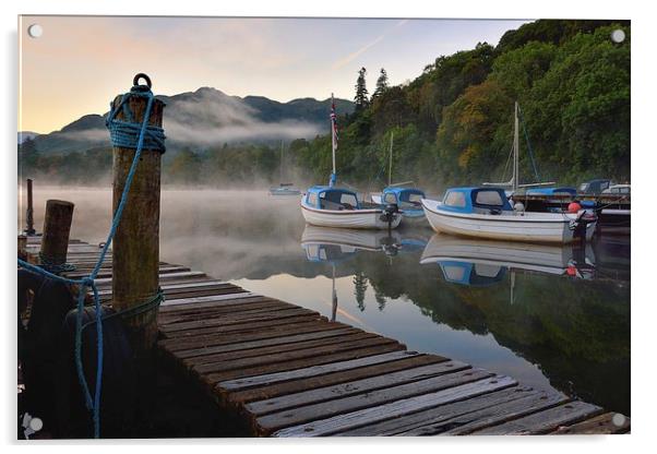 Early Morning Misty Water on Ullswater Acrylic by Gary Kenyon