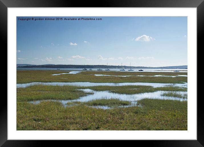  Keyhaven salt flats entrance from the Solent Path Framed Mounted Print by Gordon Dimmer