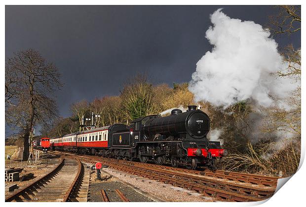 Steam train arriving under threatening skies Print by Ian Duffield