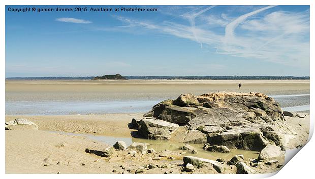  Rocky outcrop near Mont St Michel in Normandy Fra Print by Gordon Dimmer