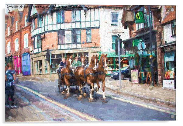  Horse carriage in Lyndhurst Acrylic by Sheila Smart