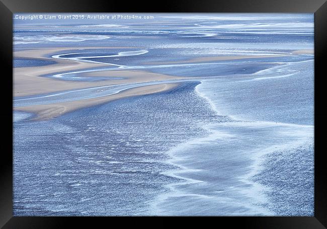 Patterns at low tide. Laugharne, Wales, UK. Framed Print by Liam Grant