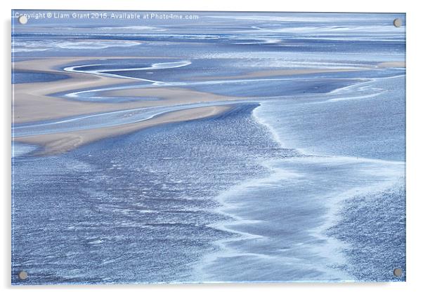 Patterns at low tide. Laugharne, Wales, UK. Acrylic by Liam Grant