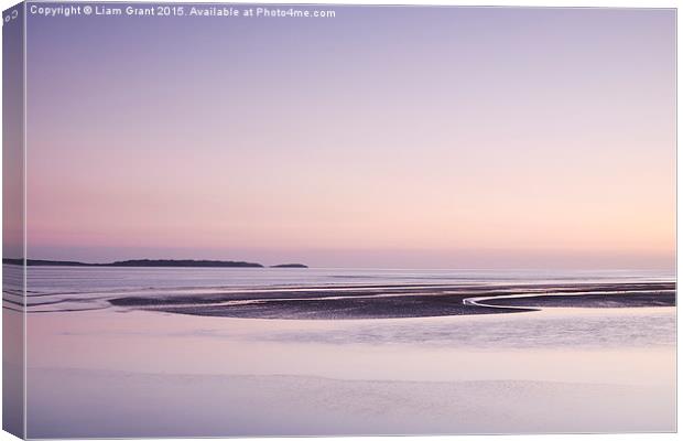 Colourful twilight sky at low tide. Burry Port, Wa Canvas Print by Liam Grant