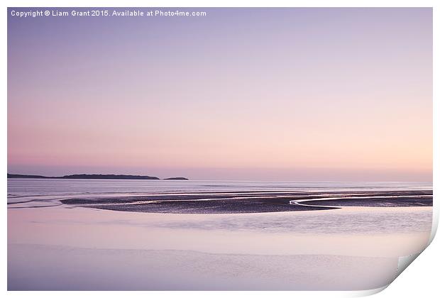 Colourful twilight sky at low tide. Burry Port, Wa Print by Liam Grant