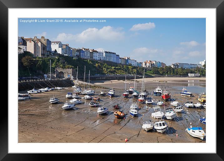 Boats in Tenby Harbour at low tide. Wales, UK. Framed Mounted Print by Liam Grant
