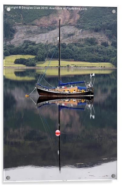   Loch Leven yacht at Ballachullish near Glen Coe, Acrylic by Douglas Clark