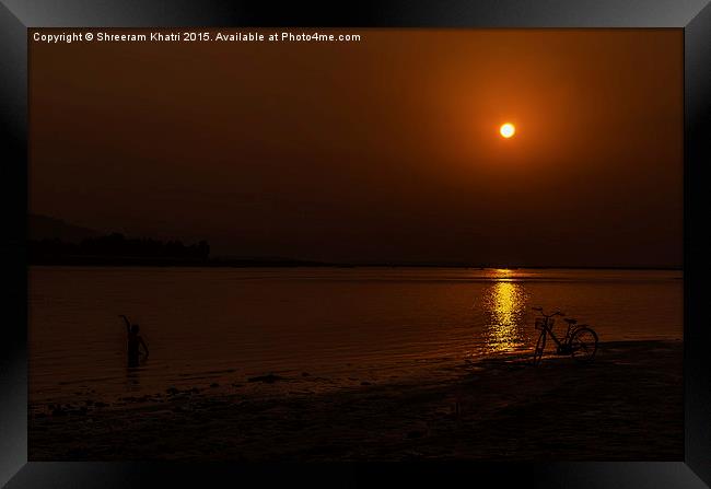 Sunset view from Narayani River Framed Print by Shreeram Khatri