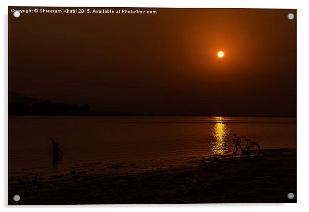 Sunset view from Narayani River Acrylic by Shreeram Khatri