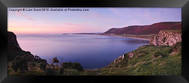  Rhossili beach at twilight. Wales, UK. Framed Print by Liam Grant