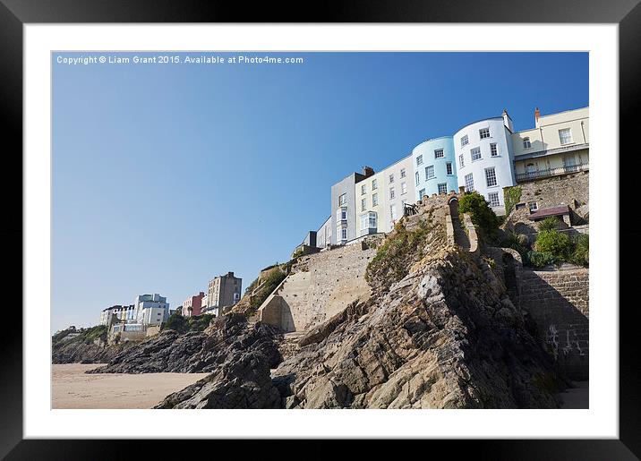 Buildings on the cliff top. Tenby, Wales, UK. Framed Mounted Print by Liam Grant