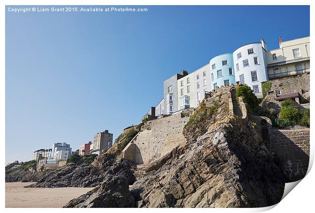 Buildings on the cliff top. Tenby, Wales, UK. Print by Liam Grant