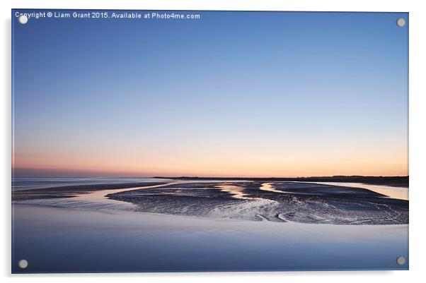 Colourful twilight sky at low tide. Burry Port, Wa Acrylic by Liam Grant