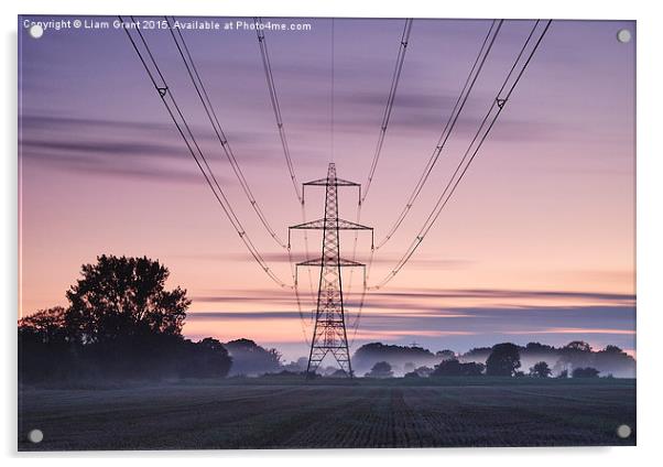 Sweeping clouds over an electricity pylon at twili Acrylic by Liam Grant