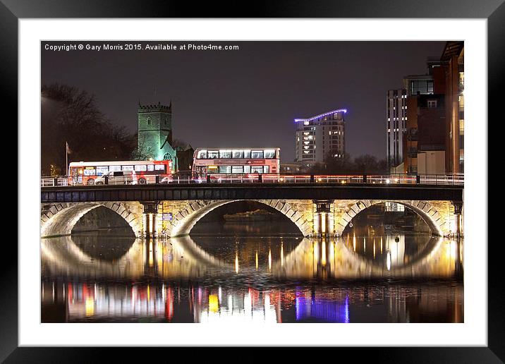  Bristol Bridge at Night. Framed Mounted Print by Gary Morris