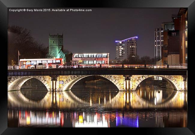  Bristol Bridge at Night. Framed Print by Gary Morris