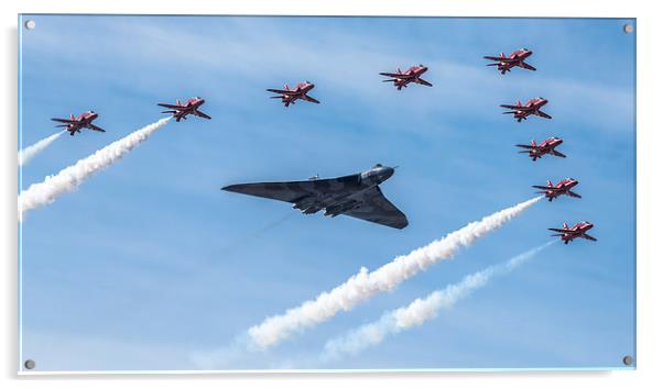  Vulcan Bomber and Red Arrows Acrylic by Chris Hulme