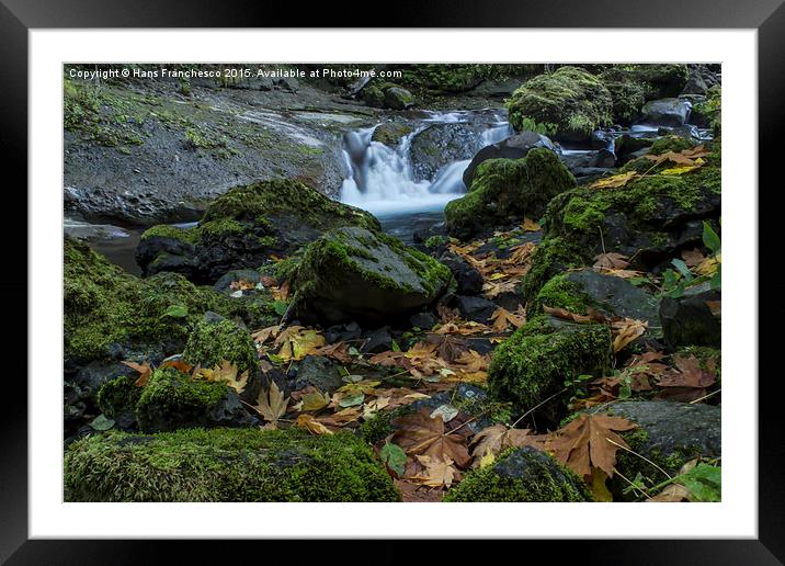 Fall on Tanner Creek, Oregon Framed Mounted Print by Hans Franchesco