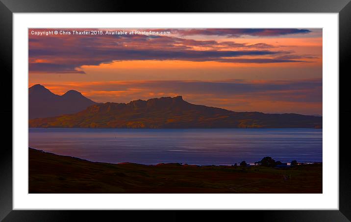 A sunset view to Rhum and Eigg  Framed Mounted Print by Chris Thaxter