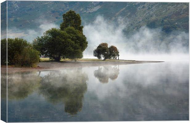 Mist Rising from Ulswater at Glenridding Canvas Print by Gary Kenyon