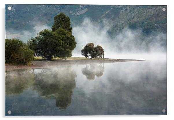 Mist Rising from Ulswater at Glenridding Acrylic by Gary Kenyon