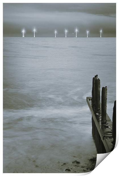 Turbines from Caister Beach Print by Stephen Mole