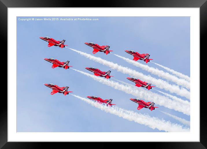 Red Arrows diamond nine at RIAT Framed Mounted Print by Jason Wells