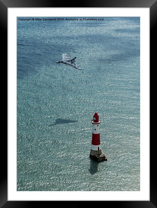  Avro Vulcan low pass over Eastbourne lighthouse Framed Mounted Print by Mike Sannwald