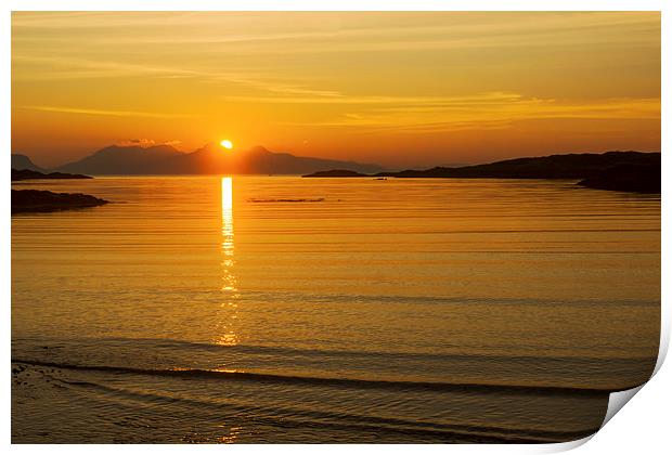 Sunset over the Island of Eigg Print by Hugh McKean