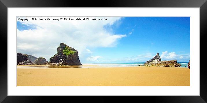  BEDRUTHIN BEACH NORTH CORNWALL Framed Mounted Print by Anthony Kellaway